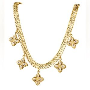 Gold Chain Choker Necklace with Clover Charms